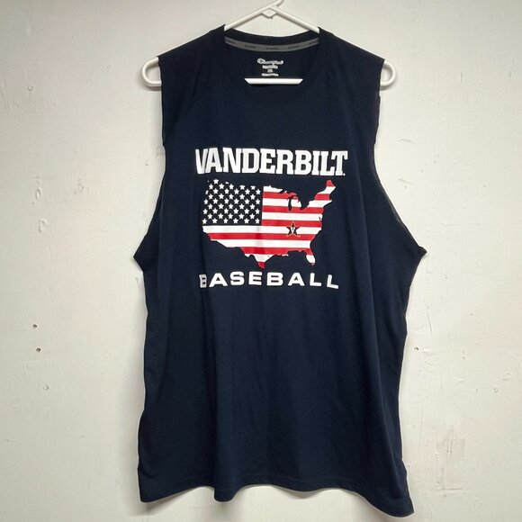 Champion Vanderbilt Baseball Men's 2XL Cut Off T-Shirt Commodores USA Patriotic - Picture 1 of 7